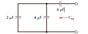 Given three capacitors with values of 2 F, 4 F, and 6 F, can the capacitors be interconnected so that the combination is an equivalent 3- F capacitor a. Yes. The capacitors should be connected as shown. b. Yes. The capacitors should be connected as shown. c. Yes. The capacitors should be connected as shown. d. No. An equivalent capacitance of 3 F is not possible with the given capacitors.