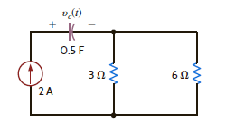 If v c ( t = 2 s) = 10 V in the circuit in Fig. P6.17, find the energy stored in the capacitor and the power supplied by the source at t = 6 s. Figure P6.17