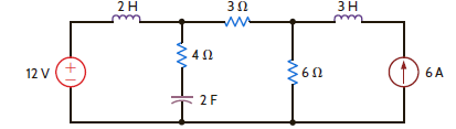 Given the network in Fig. P6.44, find the power dissipated in the 3- resistor and the energy stored in the capacitor. Figure P6.44