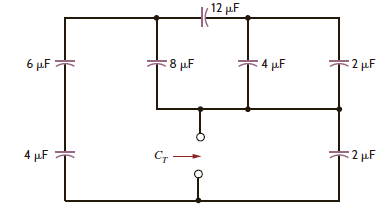 Find the total capacitance C T shown in the network in Fig. P6.52. Figure P6.52