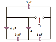 Find the total capacitance C T of the network in Fig. P6.53. Figure P6.53