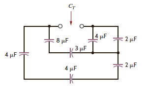 Find the total capacitance C T shown in the network in Fig. P6.54. Figure P6.54