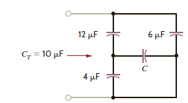 If the total capacitance of the network in Fig. P6.57 is 10 F, find the value of C. Figure P6.57