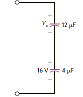 The two capacitors shown in Fig. P6.64 have been connected for some time and have reached their present values. Find V o.     Figure P6.64