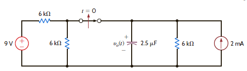 Use the differential equation approach to find v o ( t ) for t 0 in Fig. E7.2. Plot the response. Figure E7.2