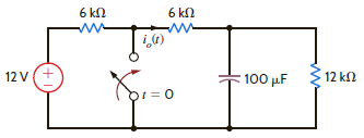 Use the differential equation approach to find i o ( t ) for t 0 in the network in Fig. P7.2. Figure P7.2