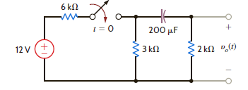 Use the differential equation approach to find v o ( t ) for t 0 in the network in Fig. P7.3. Figure P7.3