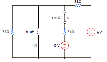 Use the differential equation approach to find i(t) for t 0 in Fig. E7.4. Figure E7.4