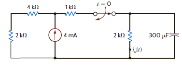 Use the differential equation approach to find i o ( t ) for t 0 in the network in Fig. P7.4. Figure P7.4