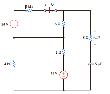 Find v o ( t ) for t 0 in Fig. E7.7 using the step-by-step method. Figure E7.7