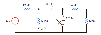 Use the differential equation approach to find i o ( t ) for t 0 in the circuit in Fig. P7.7 and plot the response, including the time interval just prior to closing the switch. Figure P7.7