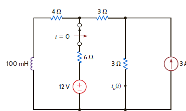 Find i o ( t ) for t 0 in Fig. E7.8 using the step-by-step method. Figure E7.8