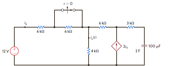 Find i o ( t ) for t 0 in Fig. E7.10 using the step-by-step method. Figure E7.10