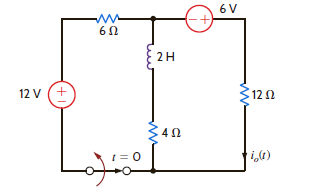 Using the differential equation approach, find i o ( t ) for t 0 in the circuit in Fig. P7.16 and plot the response, including the time interval just prior to opening the switch. Figure P7.16