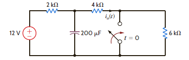 Use the step-by-step technique to find i o ( t ) for t 0 in the network in Fig. P7.18. Figure P7.18