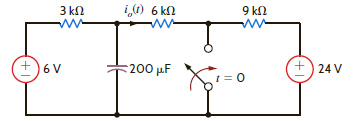 Use the step-by-step method to find i o ( t ) for t 0 in the circuit in Fig. P7.19. Figure P7.19