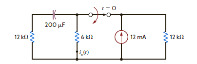 Use the step-by-step method to find i o ( t ) for t 0 in the circuit in Fig. P7.22. Figure P7.22