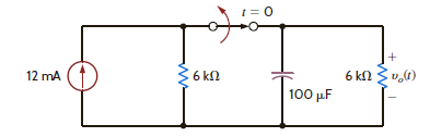 Use the step-by-step method to find v o ( t ) for t 0 in the network in Fig. P7.24. Figure P7.24    