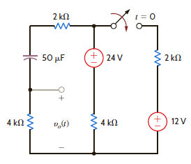 Find v o ( t ) for t 0 in the network in Fig. P7.27 using the step-by-step method. Figure P7.27