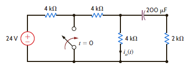 Use the step-by-step method to find i o ( t ) for t 0 in the circuit in Fig. P7.28. Figure P7.28