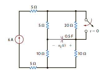 Find v C ( t ) for t 0 in the circuit in Fig. P7.33 using the step-by-step method. Figure P7.33