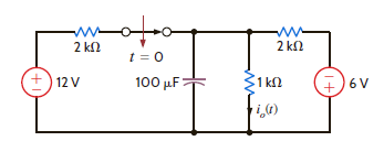 Use the step-by-step method to find i o ( t ) for t 0 in the network in Fig. P7.34. Figure P7.34