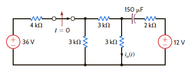 Use the step-by-step method to find i o ( t ) for t 0 in the circuit in Fig. P7.37. Figure P7.37