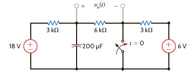 Use the step-by-step method to find v o ( t ) for t 0 in the circuit in Fig. P7.38.     Figure P7.38