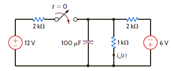 Use the step-by-step method to find i o ( t ) for t 0 in the circuit in Fig. P7.41.     Figure P7.41