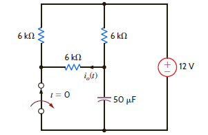 Use the step-by-step method to find i o ( t ) for t 0 in the network in Fig. P7.48.     Figure P7.48