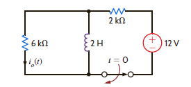 Use the step-by-step method to find i o ( t ) for t 0 in the circuit in Fig. P7.56. Figure P7.56