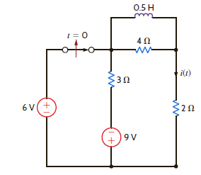 The switch in the circuit in Fig. P7.58 is opened at t = 0. Find i ( t ) for t 0.     Figure P7.58