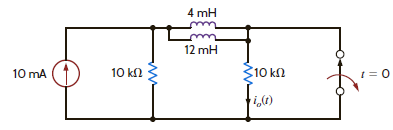 Use the step-by-step method to find i o ( t ) for t 0 in the circuit in Fig. P7.70. Figure P7.70