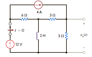 Use the step-by-step method to find v o ( t ) for t 0 in the circuit in Fig. P7.73. Figure P7.73