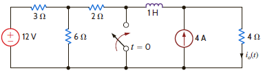 Use the step-by-step method to find i o ( t ) for t 0 in the network in Fig. P7.74. Figure P7.74
