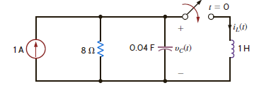 Find v C ( t ) for t 0 in the circuit in Fig. P7.104.     Figure P7.104