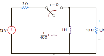 Find v o (t) for t 0 in the circuit in Fig. P7.105 and plot the response, including the time interval just prior to closing the switch. Figure P7.105