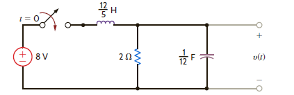 In the circuit shown in Fig. P7.107, find v ( t ) 0.     Figure P7.107