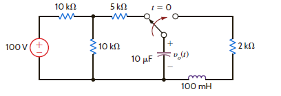 Find v o ( t) for t 0 in the network in Fig. P7.108 and plot the response, including the time interval just prior to moving the switch. Figure P7.108