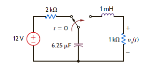 Find v o ( t ) for t 0 in the circuit in Fig. P7.109 and plot the response, including the time interval just prior to moving the switch. Figure P7.109