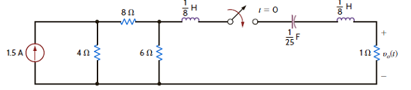 Find v o ( t ) for t 0 in the circuit in Fig. P7.113 and plot the response, including the time interval just prior to closing the switch. Figure P7.113