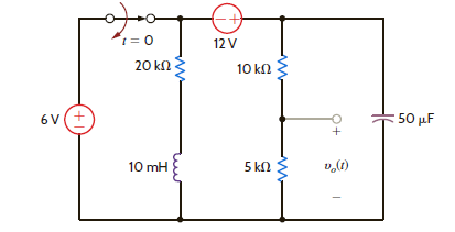 Given the network in Fig. P7.115, plot v o ( t ) over a 10-s interval starting at t = 0, using a 100-ms step size.     Figure P7.115