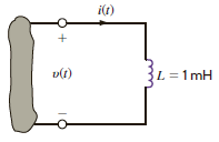 Calculate the current in the inductor shown in Fig. P8.9 if the voltage input is (a) v 1 ( t ) = 10 cos (377 t + 45°) V (b) v ( t ) = 5 sin (377 t 90°) V Give the answers in both the time and frequency domains. Figure P8.9