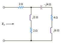 Compute the impedance Z T in the network in Fig. E8.10.     Figure E8.10.