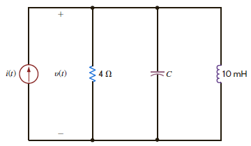 Find the value of C such that v ( t ) and i ( t ) are in phase in Fig. E8.13. Figure E8.13.