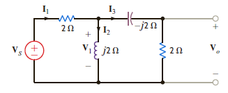 In the network in Fig. E8.16, V o is known to be 8 45° V. Compute V S.      Figure E8.16.