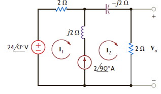 Use (a) mesh equations and (b) Thévenin's theorem to find V o in the network in Fig. E8.20. Figure E8.20.