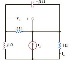 If V 1 = 4 0° V, find I o in Fig. P8.54.     Figure P8.54