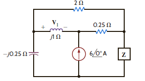 In the network in Fig. P8.59, V 1 = 5 120° V. Find Z.     Figure P8.59