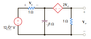 Use nodal analysis to find V o in the network in Fig. P8.76.     Figure P8.76